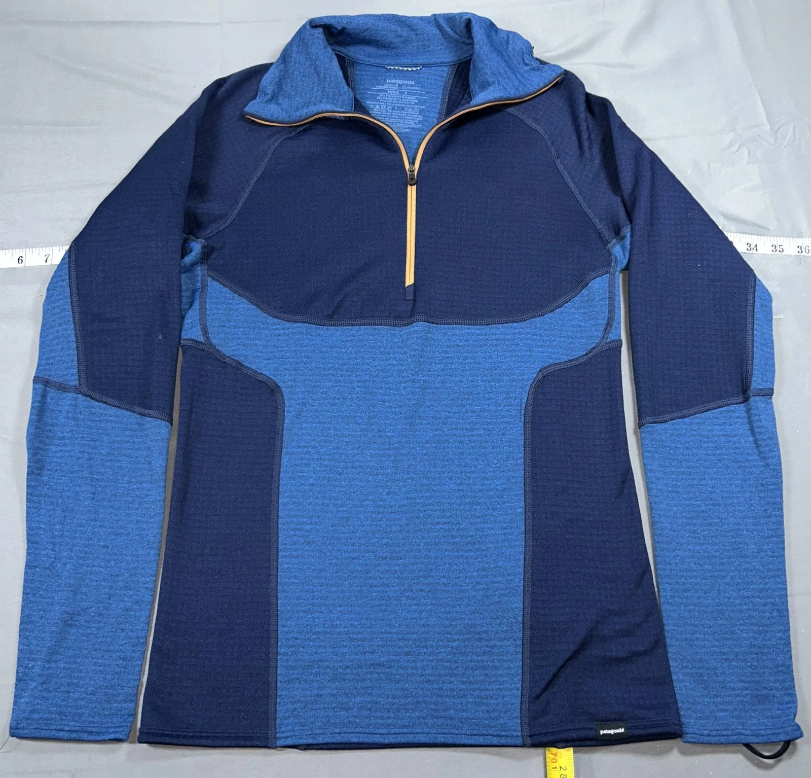 Patagonia Pullover Mens Small Blue Capilene 4 1/4 Zip Thermal Fleece Top