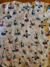 Landau Dental Scrub Top Medium  EUC  Multicolored Bunnies