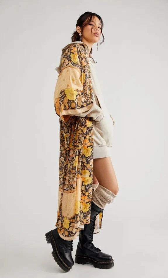 Nuevo Maxi Kimono Free People X Spell Hibiscus Lane Talla Pequeña/Mediana