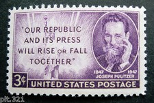 Sc # 946 ~ 3 cent Joseph Pulitzer Issue (eh25)