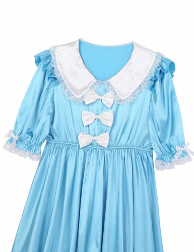 Sissy Men's Adult Vintage Satin Cross Dresser Party Dress Costume Nightgown - Picture 17 of 30