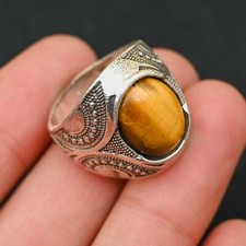 Tiger's Eye Men's Ring 925 Sterling Silver Handmade-Statement Ring Al Size-BJ100