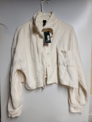 Wild Fable Women's Long Sleeve Fleece Jacket Off White Size M