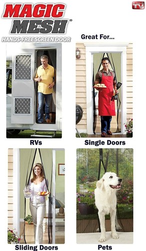 Magic Mesh Screen Door Hands Free Magnetic Improved 33% Stronger 83" x 37" Black - Afbeelding 3 van 5