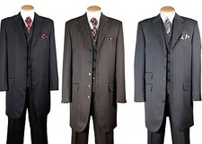 Men's Fashion Suit Long Coat Jacket w/Pants tone on tone 2Vents 5 button 29198v