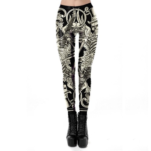 The Nightmare Before Christmas Skull Yoga Pants Halloween Women Leggings Elastic - Picture 23 of 32