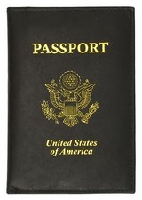 2 X New Black Leather USA Passport Travel Cover Holder / Wallet