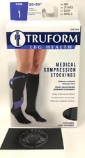 Truform Black Below Knee Medical Compression Stockings 20-30* Firm 2-XL