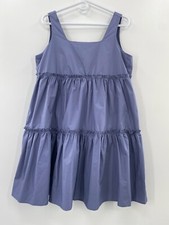 Listicle Mini Dress Women Medium Blue Pleated Square Neck 100% Polyester Preppy