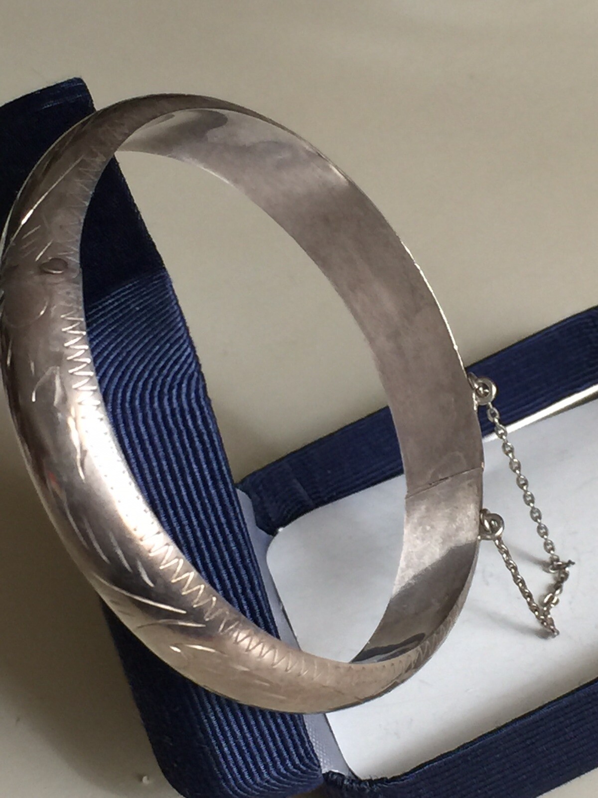 Antique Sterling Silver Embossed Hinged Bangle Br… - image 3