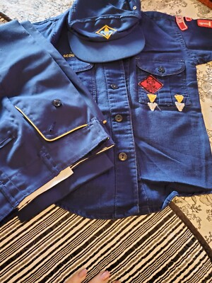 Vintage Lot 1960s  70s Cub Scouts of America, Webelos Uniform Shirts Pants Cap