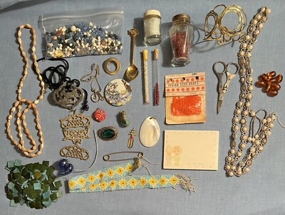 Mixed Lot Craft Jewelry Beads Folding Scissors