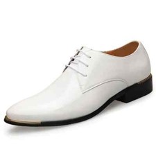 New Men Dress Shoes Patent Leather Pointed Toe Lace Up Flats Footwear Size 38-48