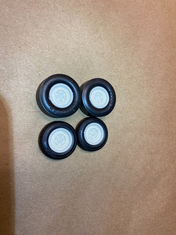 Goodyear Slicks Skinnies Stock Steel Rims Tires & Wheels AMT 1/25 Scale Drag SEt