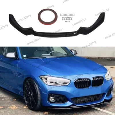 CARSOUL2019 FOR BMW 1 SERIES F20 F21 M SPORT LCI 2015-2019 GLOSS BLACK FRONT SPLITTER LIP.