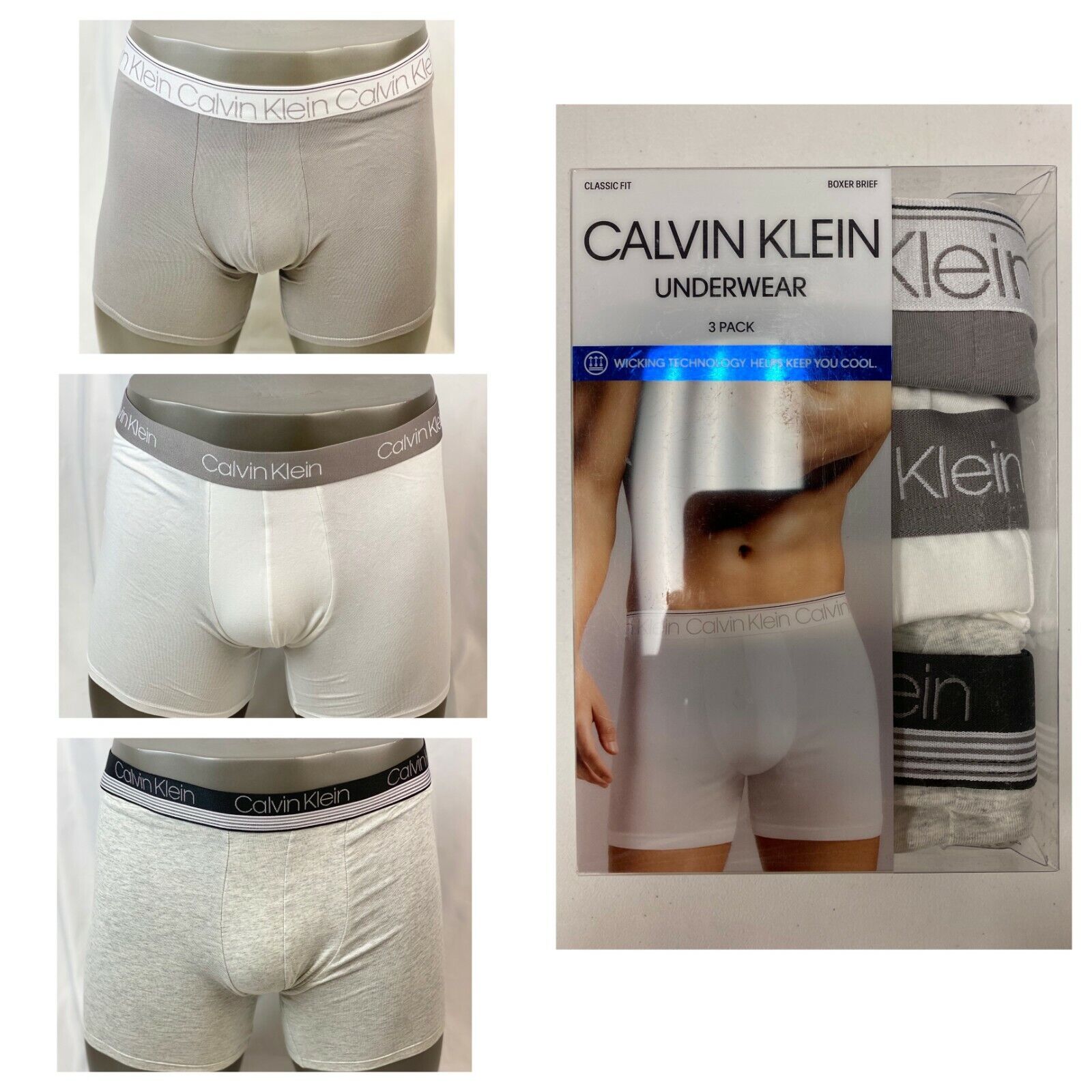 Calvin Klein Mens 3 Pack Classic Fit Boxer Briefs - *Multiple