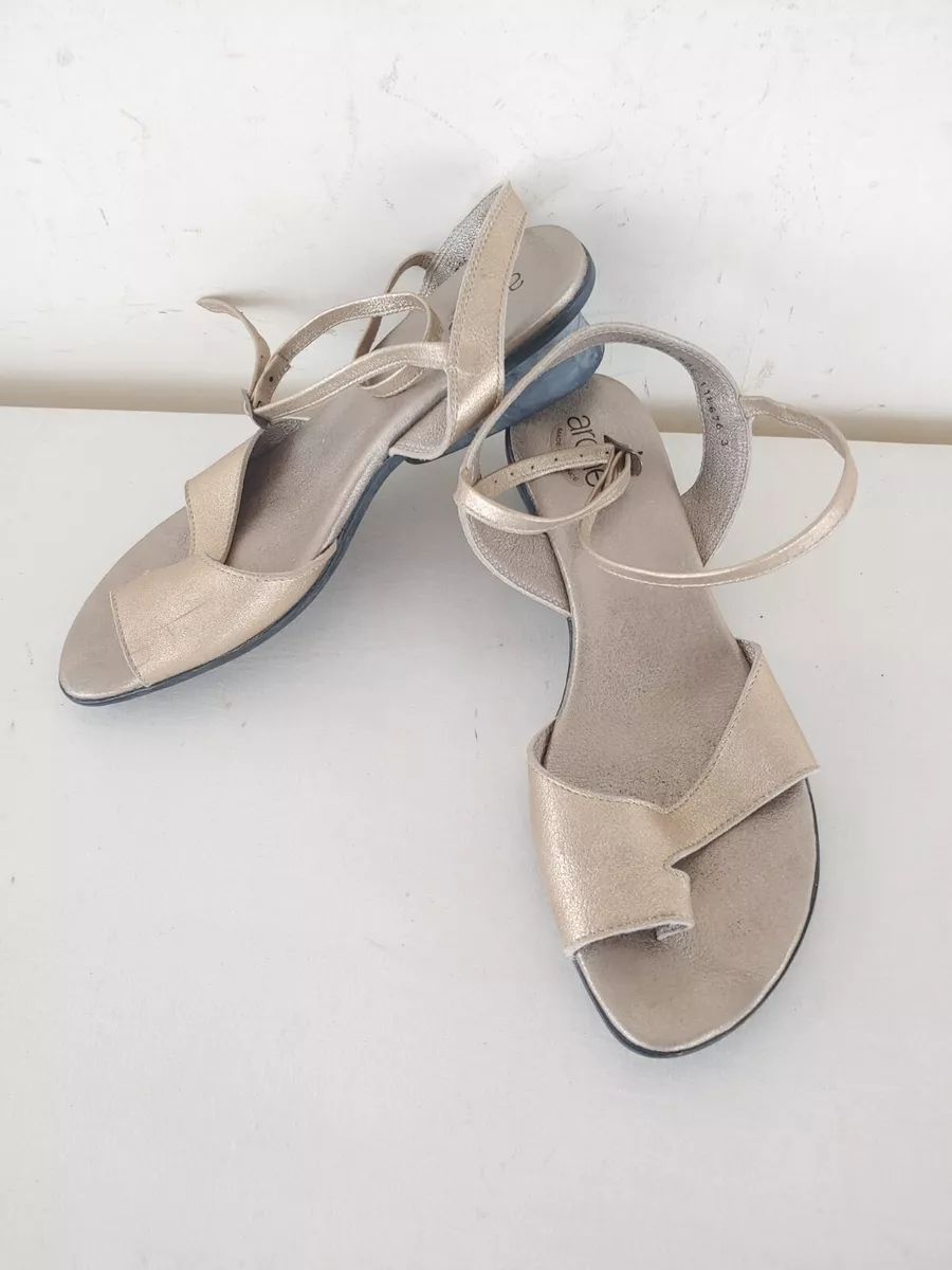 ARCHE Made in France Silver Nubuck Leather Strappy Women s Sandals