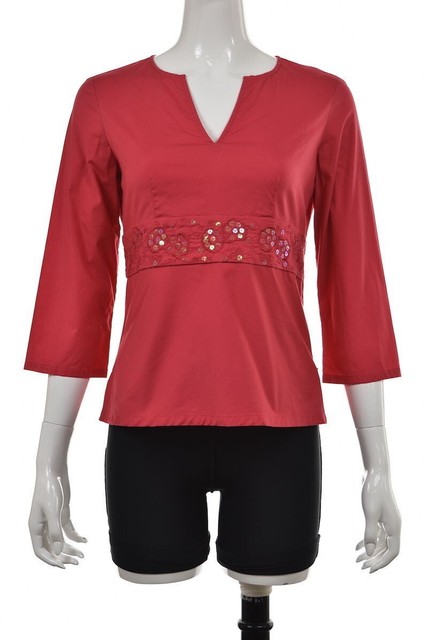 Talbots Womens Top Size P Petites Raspberry Pink Blouse 3/4 Sleeve Cotton Shirt | eBay