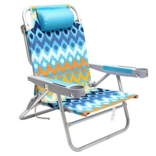 Low Beach Chair 5 Position Lay Flat Portable Folding Backpack Beach Chairs Heavy