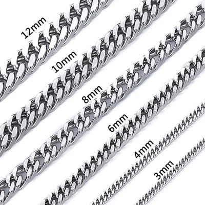 Hommes Chaîne Gourmette Maillon Cubain Ton Argent Acier Inoxydable Bracelet