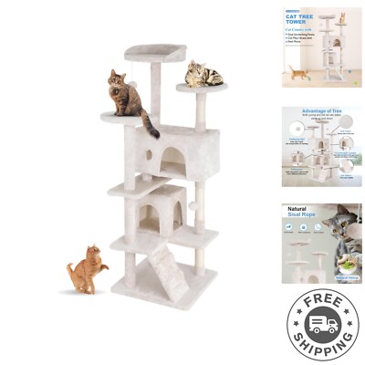 Multi-Level 54in Cat Tree - Spacious Condo and Jumping Platforms for Your Feline