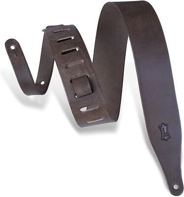 Levy's M17D Distressed Leather 2.5'' Guitar Strap, Dark Brown