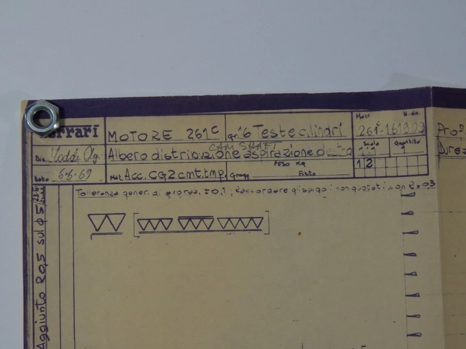 Raro Original 1969 Ferrari 512M Árbol de Levas Blueprint Motor 261C Folleto Manual Foto 3 de 4