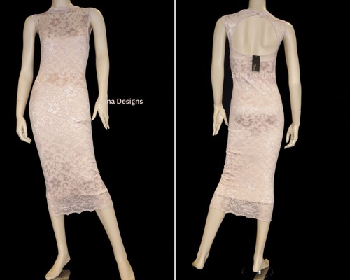 Vestido de Encaje Largo Medio Jane Norman de Vaina/Cuello Alto Espalda - Imagen 4 de 4