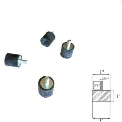 4 Rubber Vibration Isolator Mounts (1'' Dia x 1'' Thk) 5/16-18 x 5/8 Long Stud