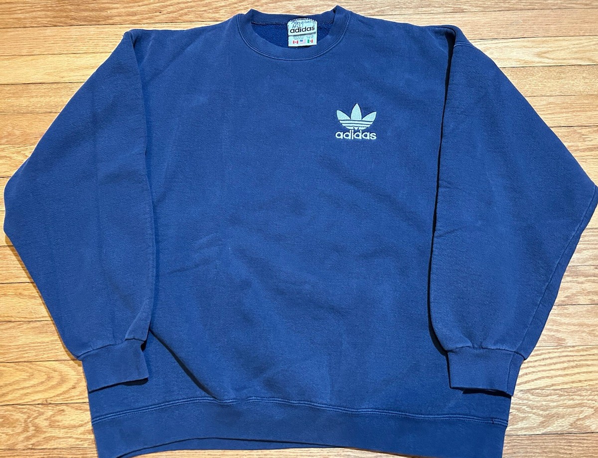 Vtg 90s Adidas Essentials Logo Embroidered Crewneck Sweatshirt Sz