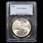 1922 Peace Dollar Silver $1 - PCGS GRADED MS64
