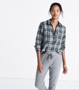 flannel half zip pullover