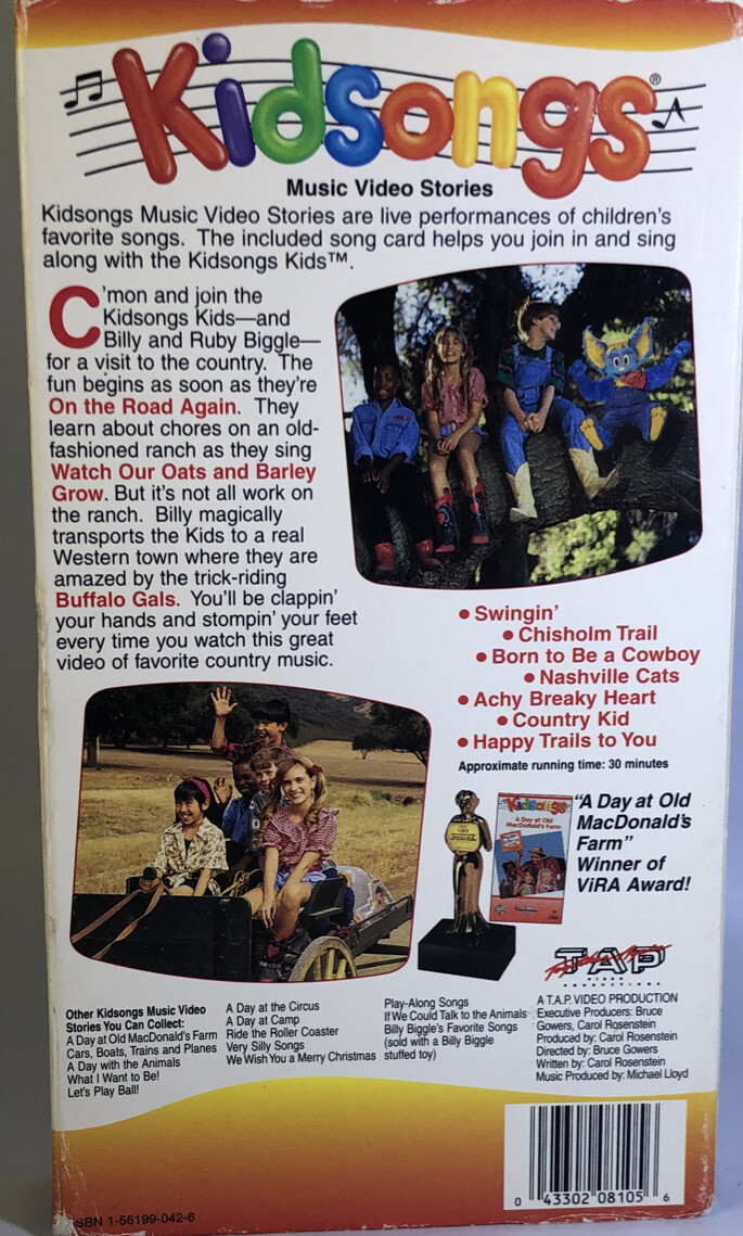 Kidsongs Country Sing Along VHS 1994-Warner Bros.-VERY RARE
