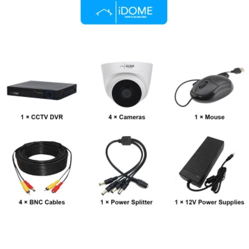 IDOME CCTV HOME SECURITY 2MP 4 CHANNEL DVR KIT COMPLETE FULL HD (FREE BALUN) UK - Image 4 of 4