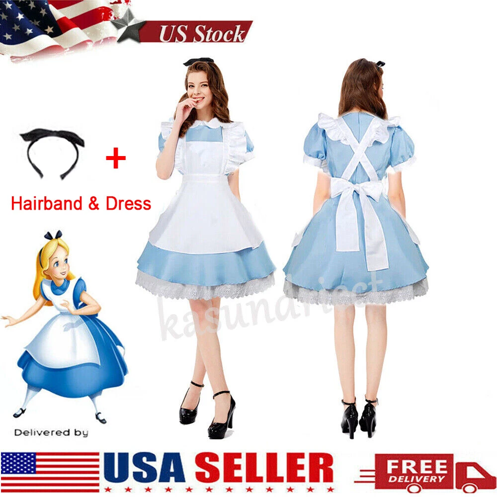 Alice Au Pays Des Merveilles Halloween Costume de cosplay femme femme femme fille Alice au pays des merveilles pour Halloween | eBay