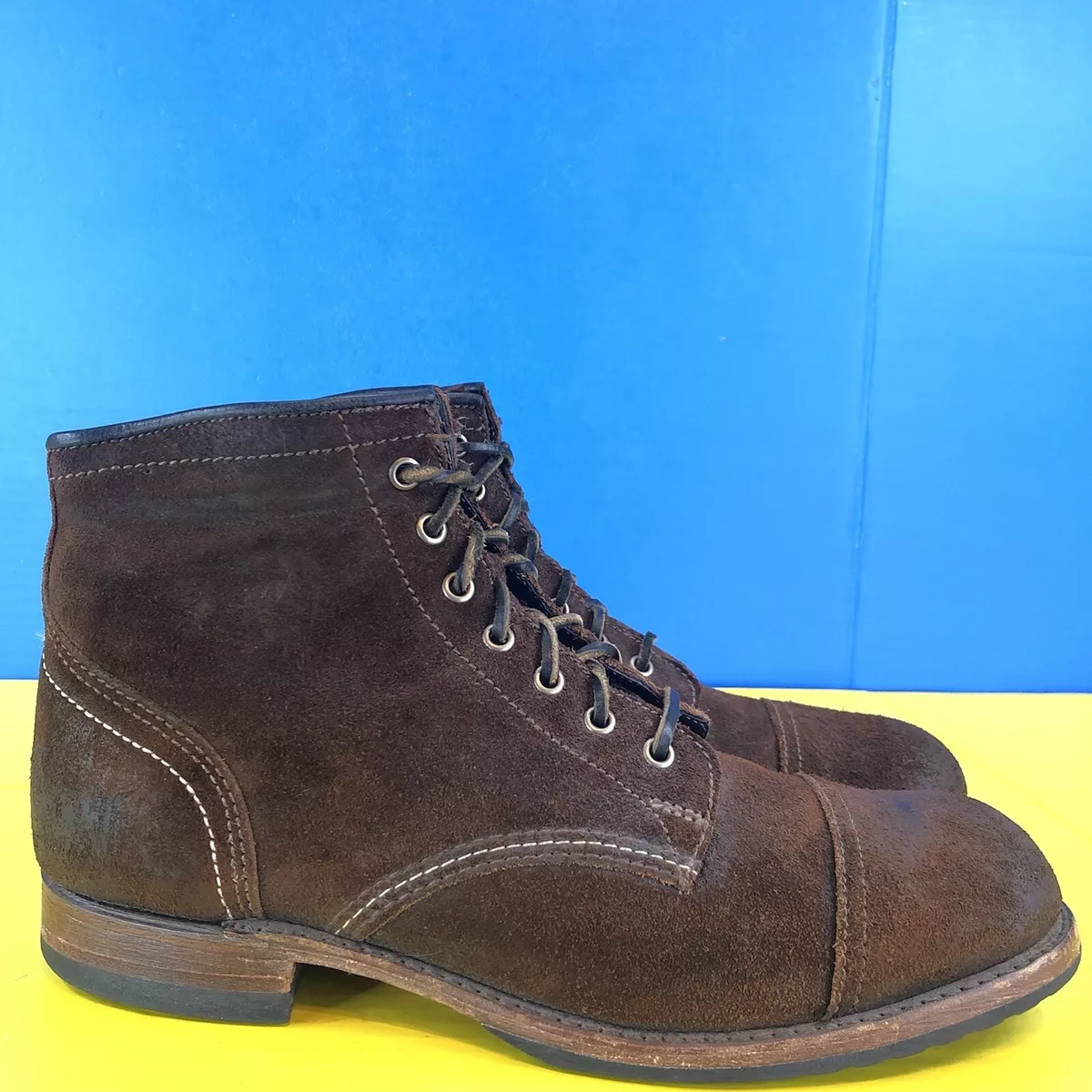 Frye Logan Cap Toe Suede Leather Distressed Lace Up Ankle Chukka Boots Men s 10