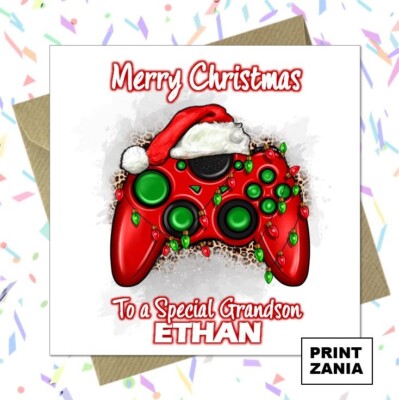 Personalisierte Gamer Weihnachtskarte PS4 Sohn Enkel Neffe Bruder Jungen ZGU