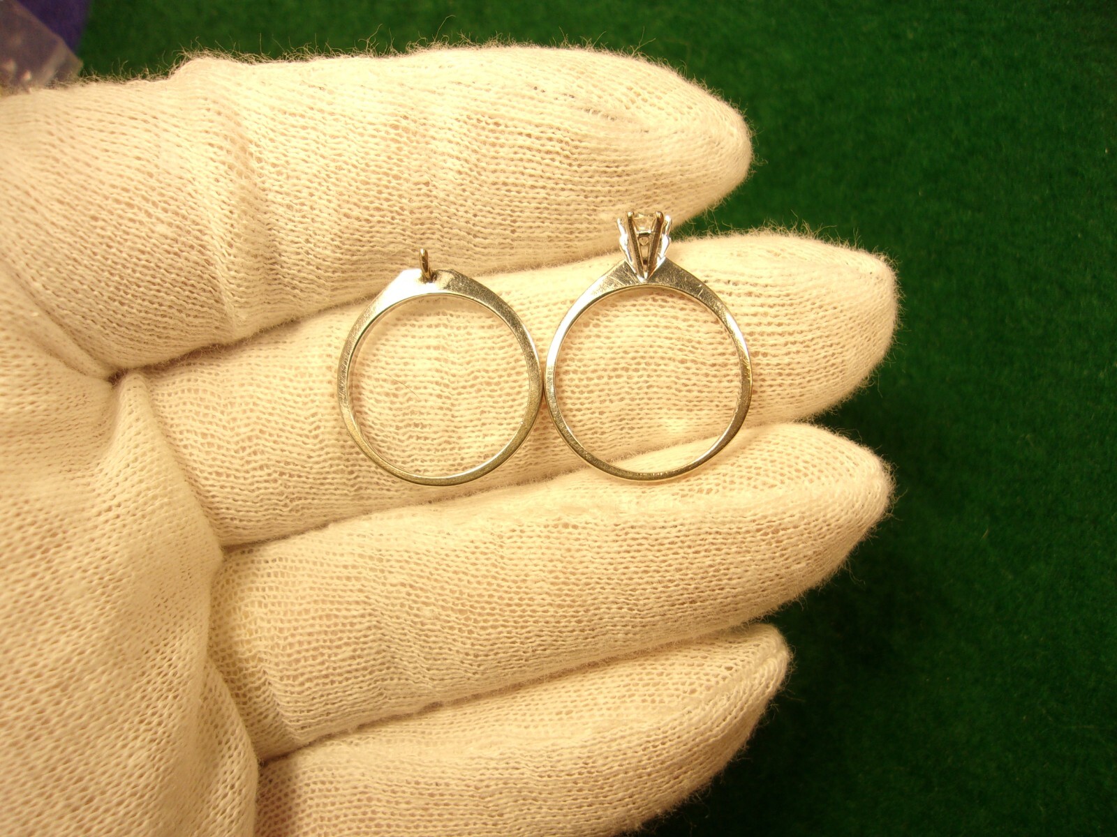 ELEGANT SIMPLISTIC VTG 14K WHITE GOLD 3/8 ct DIAMOND SOLITAIRE WEDDING