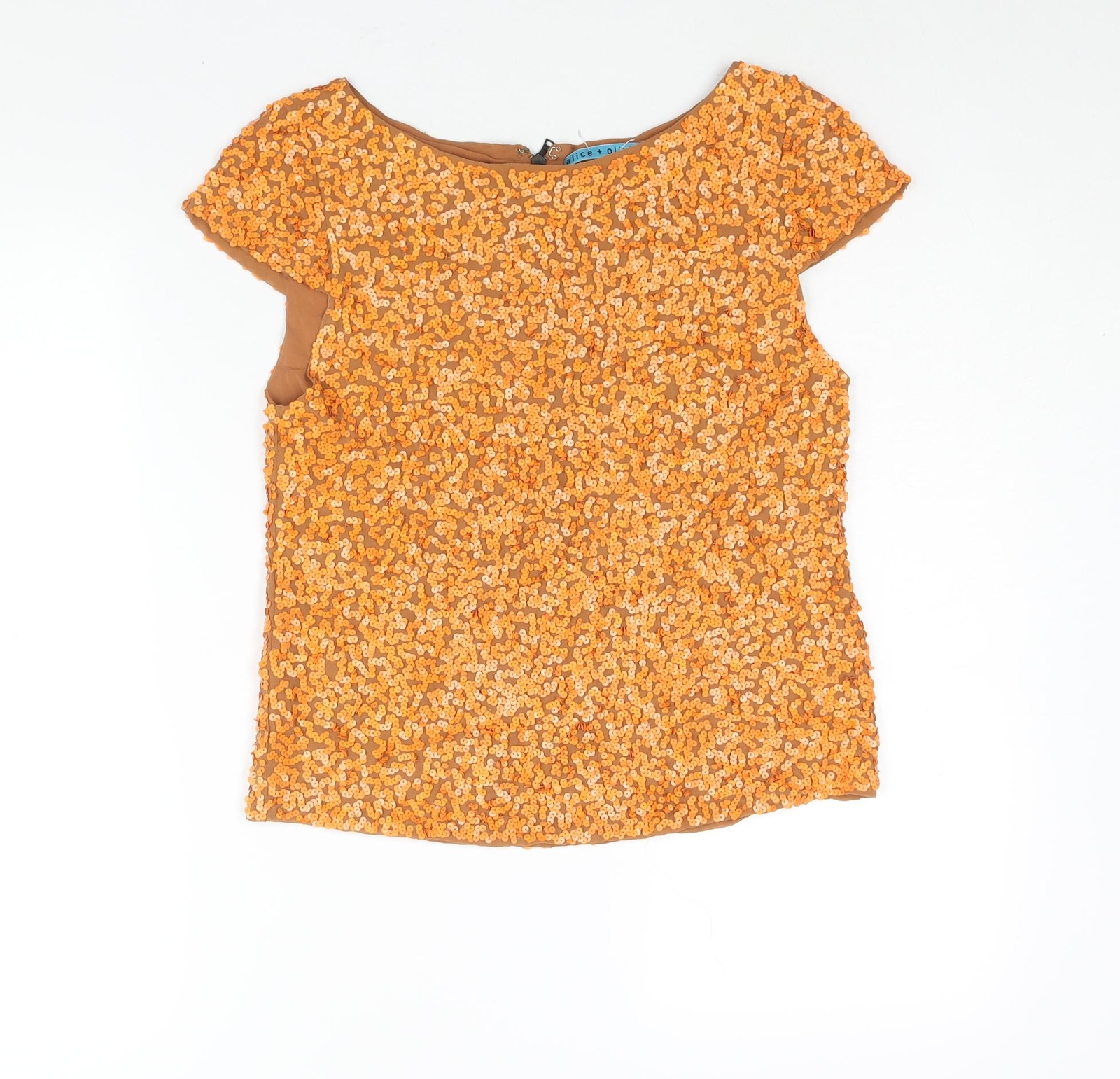 Alice + Olivia Womens Orange Polyester Basic Blou… - image 1