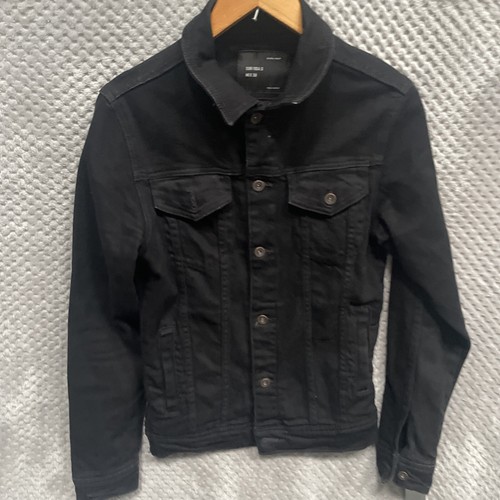 ZARA MAN DENIM JACKET SIZE UK SMALL BLACK BUTTON UP SLIM FIT eBay
