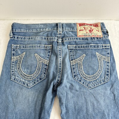 True Religion Jeans Mens 33x34 Blue Medium Wash Bobby Big T Thick 