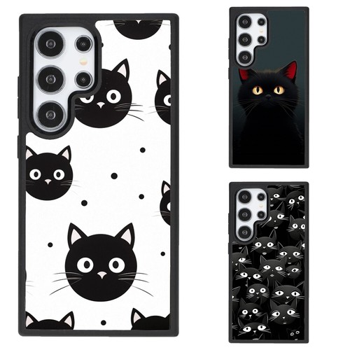 For Samsung A15 A16 S23 S24 S25 Ultra FE white black cat face Anti scratch Cover - 第 1/25 張圖片