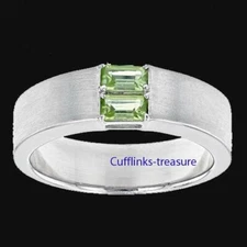 Natural Peridot Gemstones with 925 sterling silver Ring for Men's #Q1232