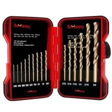Cobalt Drill Bit Set, 15Pcs M35 High Speed Steel Metal Drill Bit Set, Twist J...
