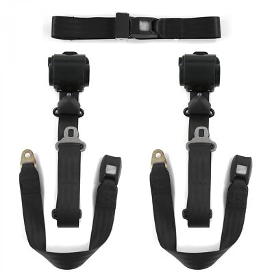 Ford Falcon 1964 - 1965 Standard 3pt Black Retractable Bench Seat Belt Kit - 3 B