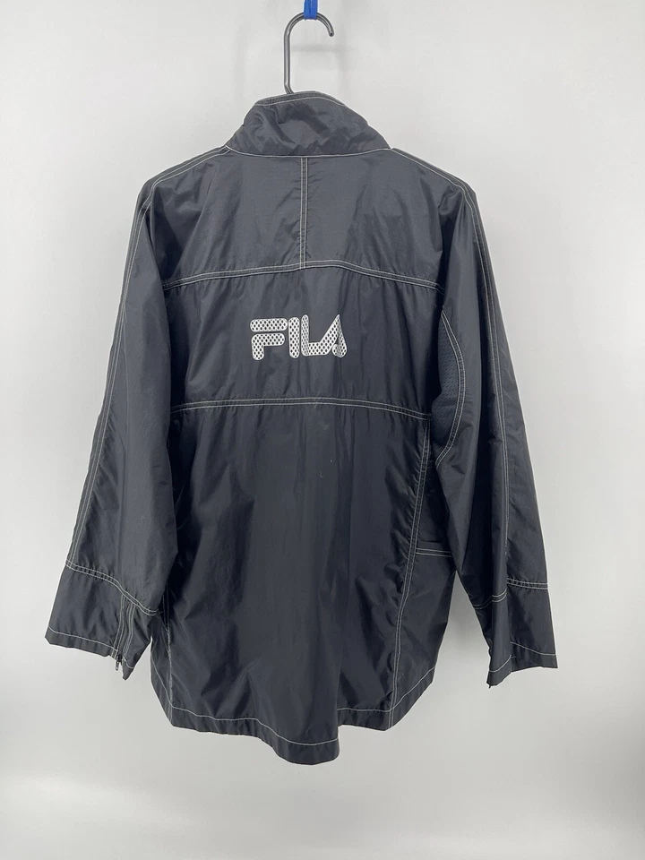 Vintage FILA Pullover 1/2 Zip Windbreaker Rain Coat Jacket Mens Size XL Black - Image 2 of 4