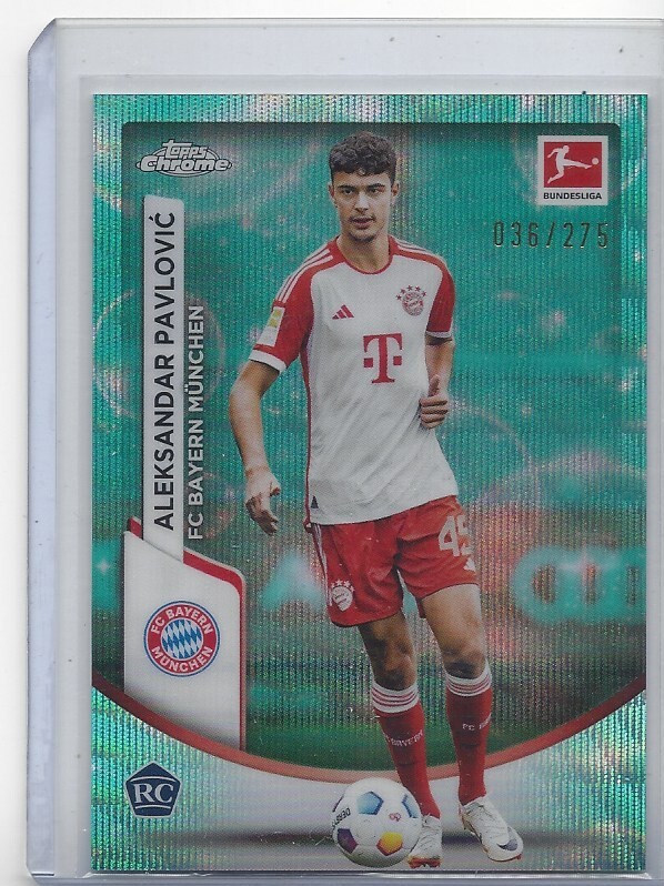 ALEKSANDAR PAVLOVIC 2023-24 TOPPS CHROME BUNDESLIGA AQUA