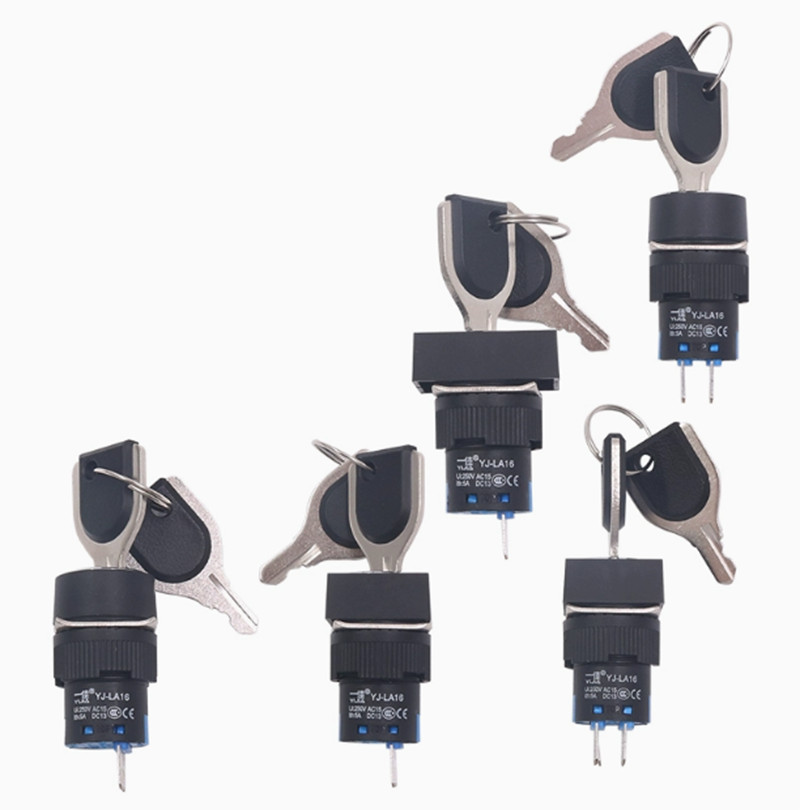 16mm Key Lock Switch Practical Durable 2/3 position ON/OFF with 2 keys 5A 250V