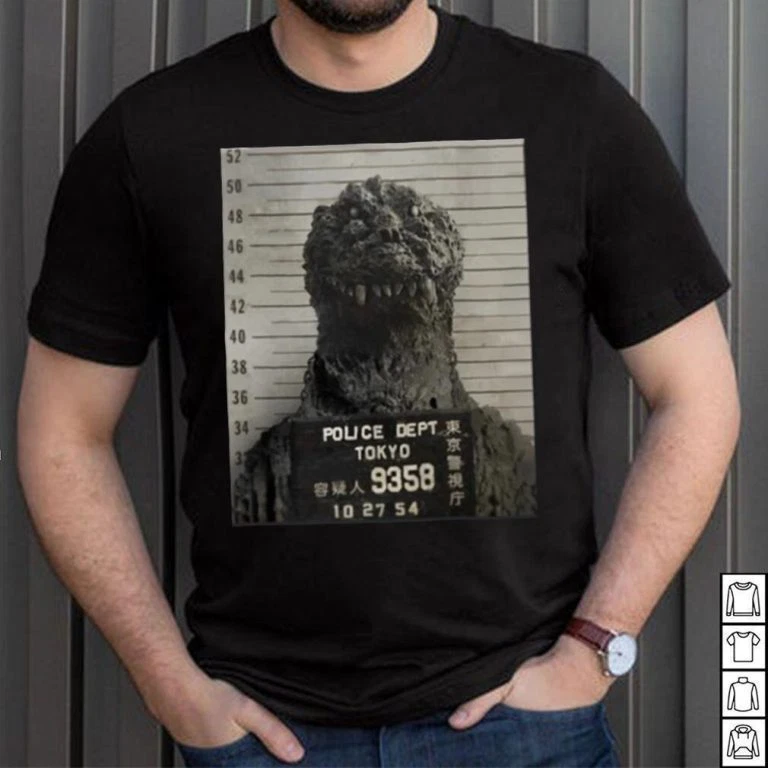 NEW Godzilla Mugshot Vintage T-Shirt S-4XL