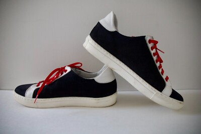 ANGELO PALLOTTA Mens 10 US 46 Europe Luxury Blue & White 100 